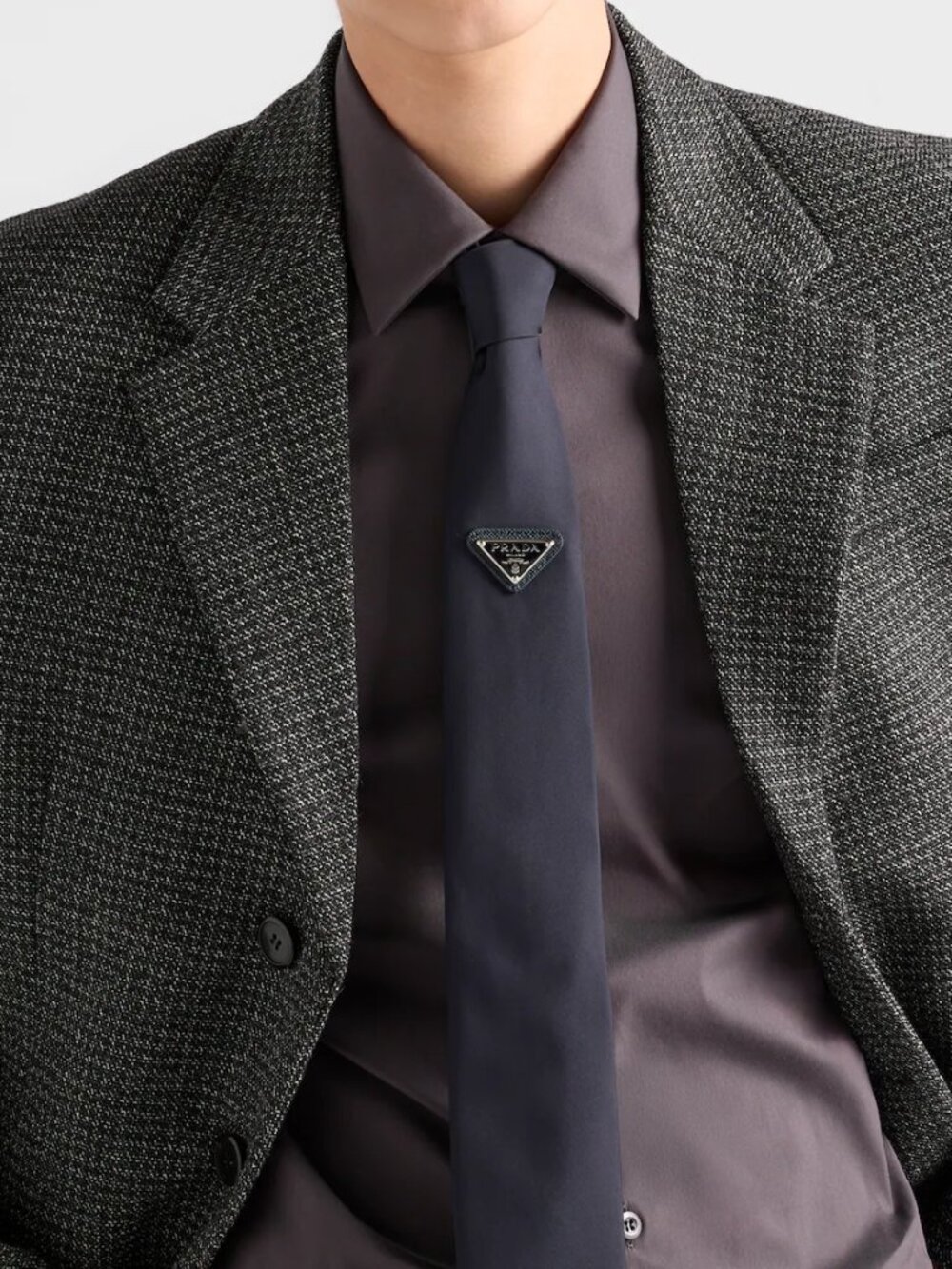 Prada Dark Blue Triangle Logo Tie (Brand New with Gift Box) Nylon👔💙 - Picture 7 of 7